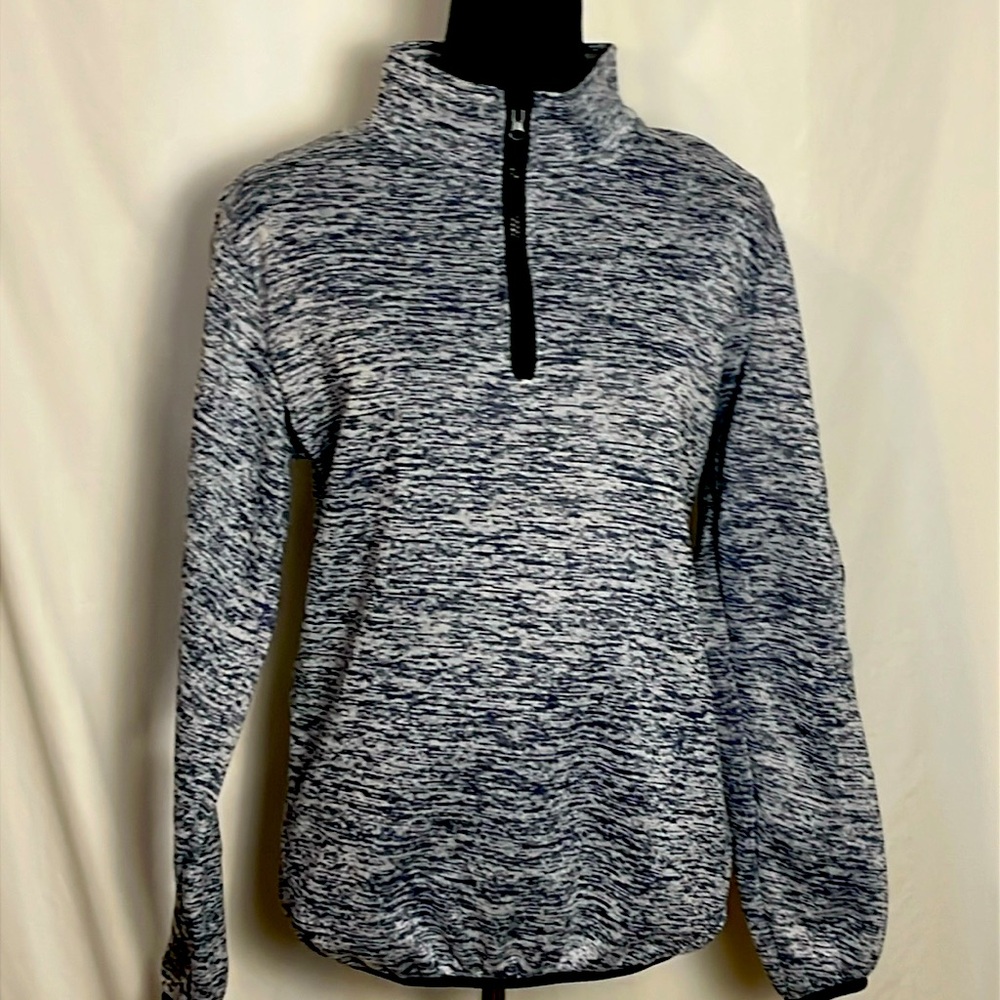 Jackson Hole Outerwear Navy/white heather thick Fleece 1/4 zip M EUC
